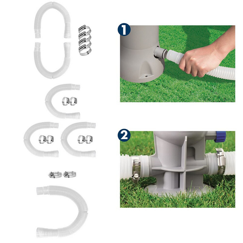 Piese etanșe pentru furtun de piscină Înlocuire pompă de țeavă + set de cleme 1,5 m/59 inch Instrumente de înot 32 mm nou-nouț de înaltă calitate