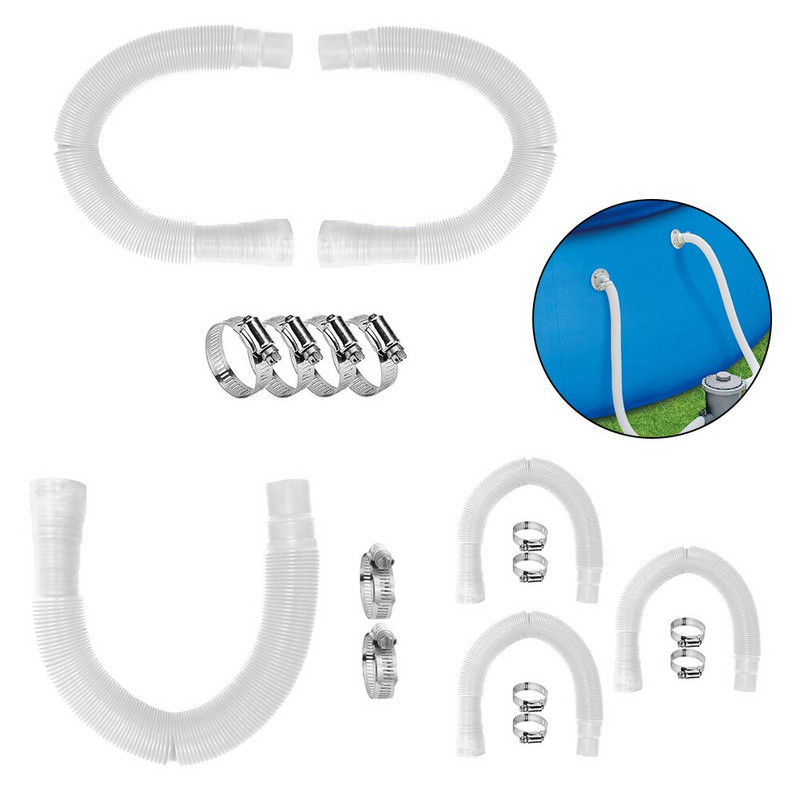 Piese etanșe pentru furtun de piscină Înlocuire pompă de țeavă + set de cleme 1,5 m/59 inch Instrumente de înot 32 mm nou-nouț de înaltă calitate