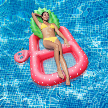 Надуваема плувка за басейн с ананас Издръжлив шезлонг за басейн Надуваем матрак с облегалка Поставка за напитки Поставка за чаша Облегалка Плувки