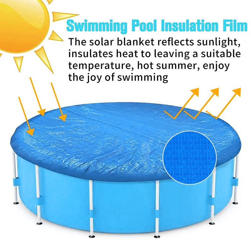 Apvalus baseino dangtis 612 pėdų saulės dangtis, skirtas virš žemės esantiems baseinams, dulkėms atsparus dangtis karkasiniams baseinams Pripučiamiems baseinams
