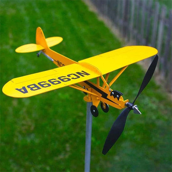 Airplane Weathervane Metal Weather Vane Δώρα διακόσμησης για κάθε πέργκολα κήπου Κιόσκια κατάστρωμα ή αυλή για τους λάτρεις των πτήσεων Κίτρινο