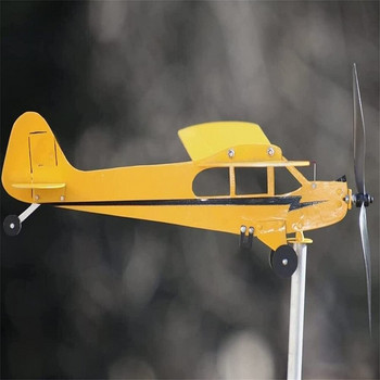 Airplane Weathervane Metal Weather Vane Δώρα διακόσμησης για κάθε πέργκολα κήπου Κιόσκια κατάστρωμα ή αυλή για τους λάτρεις των πτήσεων Κίτρινο