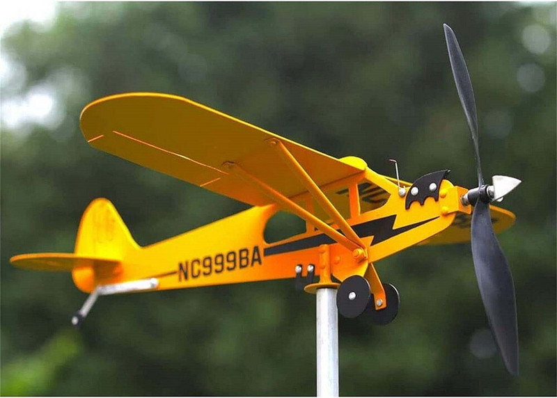 Lėktuvo vėtrungės metalinės vėtrungės dekoravimo dovanos bet kokioms sodo pavėsinės pavėsinėms arba kiemui skrydžių mėgėjams Geltona