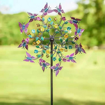 20cm Μεγάλο Πολύχρωμο Κήπος Πεταλούδα Ανεμοστρόβιλος Μεταλλικοί Πασσάλοι Ανεμόμυλος Ανεμόμυλος Σιδερένια Χειροτεχνία Κήπος Διακόσμηση αυλής γκαζόν