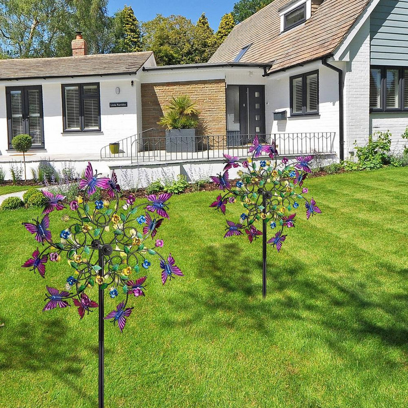20 cm didelis spalvingas drugelis sodo vėjo suktukas metalinis kuoliukas gėlių vėjo malūnas geležies menas rankdarbiai sodo vejos kiemo dekoravimas