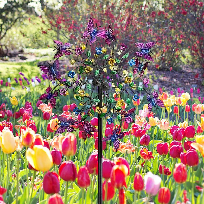 20 cm didelis spalvingas drugelis sodo vėjo suktukas metalinis kuoliukas gėlių vėjo malūnas geležies menas rankdarbiai sodo vejos kiemo dekoravimas