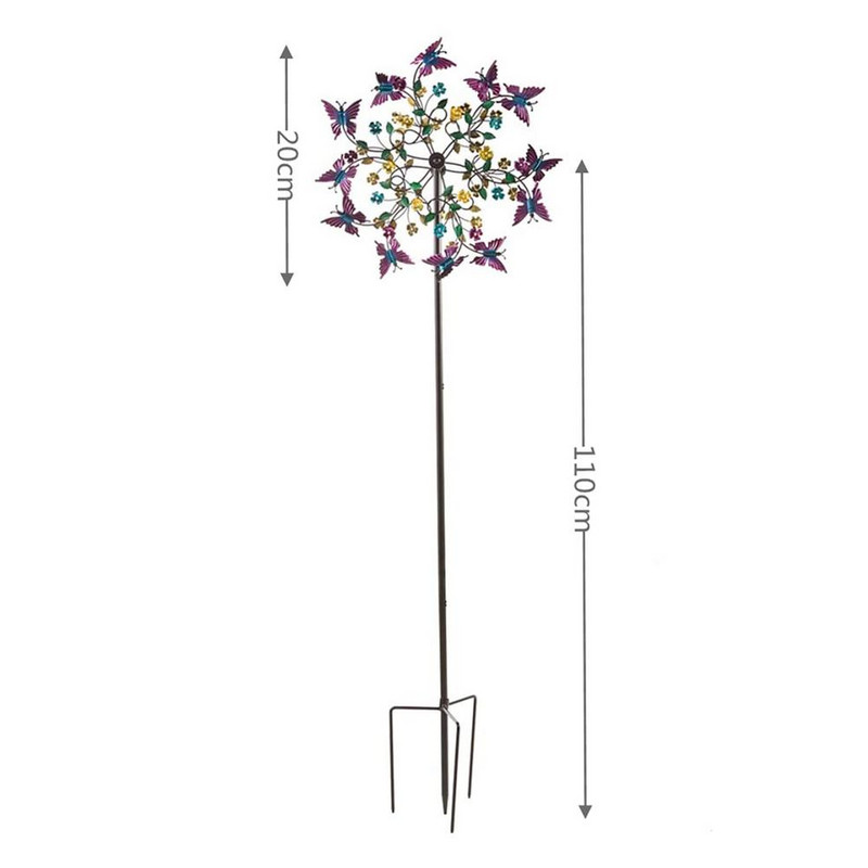 20 cm didelis spalvingas drugelis sodo vėjo suktukas metalinis kuoliukas gėlių vėjo malūnas geležies menas rankdarbiai sodo vejos kiemo dekoravimas