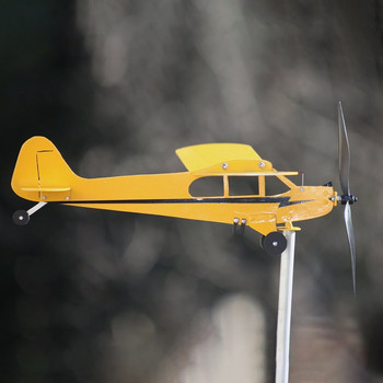Уникален вятърен въртящ се самолет| Флюгер за градински въртящ се вятър Красива метална вятърна мелница Класически самолет на открито