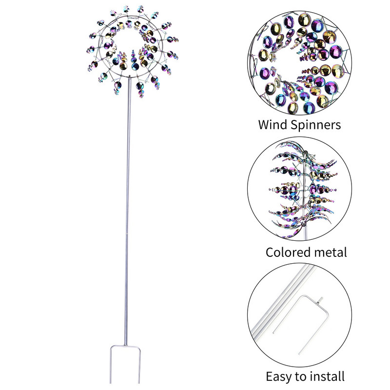 Unikátna magická kovová farebná veterná mlyn záhradná dekorácia vonkajšie veterné rotačné lapače vetra kinetický otočný valec pre záhradu, terasu a trávnik