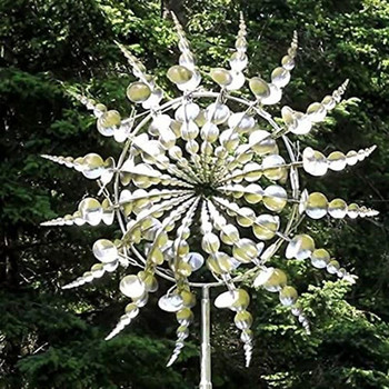 Уникална и вълшебна метална вятърна мелница 3D задвижвана от вятъра кинетична скулптура Тревна площ Метален вятър Слънчеви центрофуги Двор и градински декор