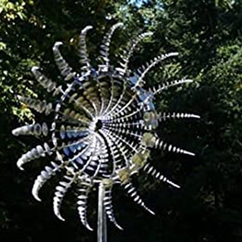 Μοναδικός και μαγικός μεταλλικός ανεμόμυλος 3D Wind Powered Kinetic Sculpture Lawn Metal Wind Solar Spinners Διακόσμηση αυλής και κήπου