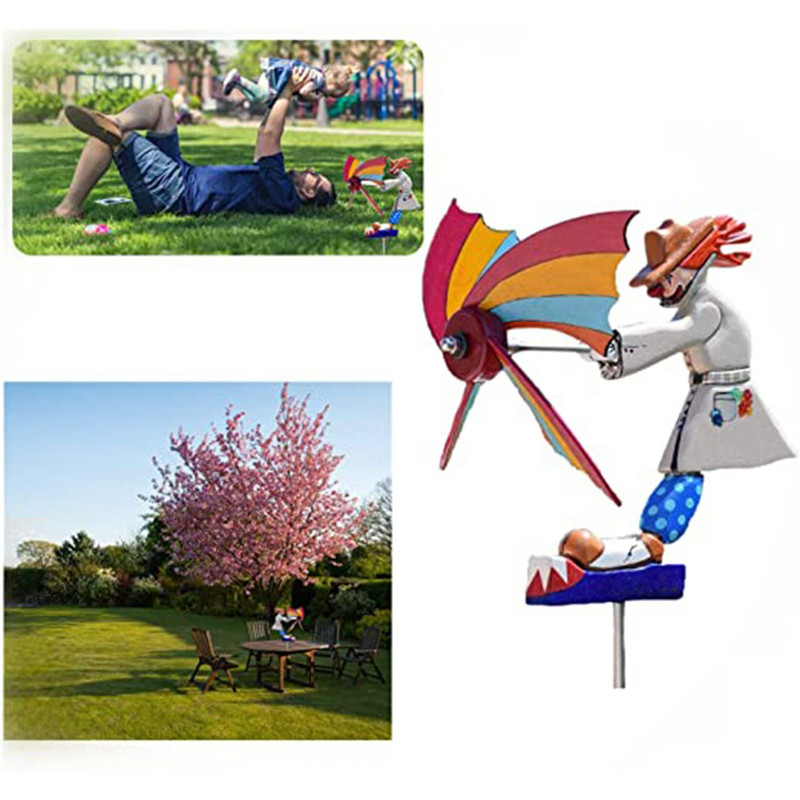 Roztomilá záhradná dekorácia veterného mlyna, včelia víla/klaun, drevená socha farmy, vonkajšia ozdoba, veterný mlyn, klaun, personalizovaný nádvorie