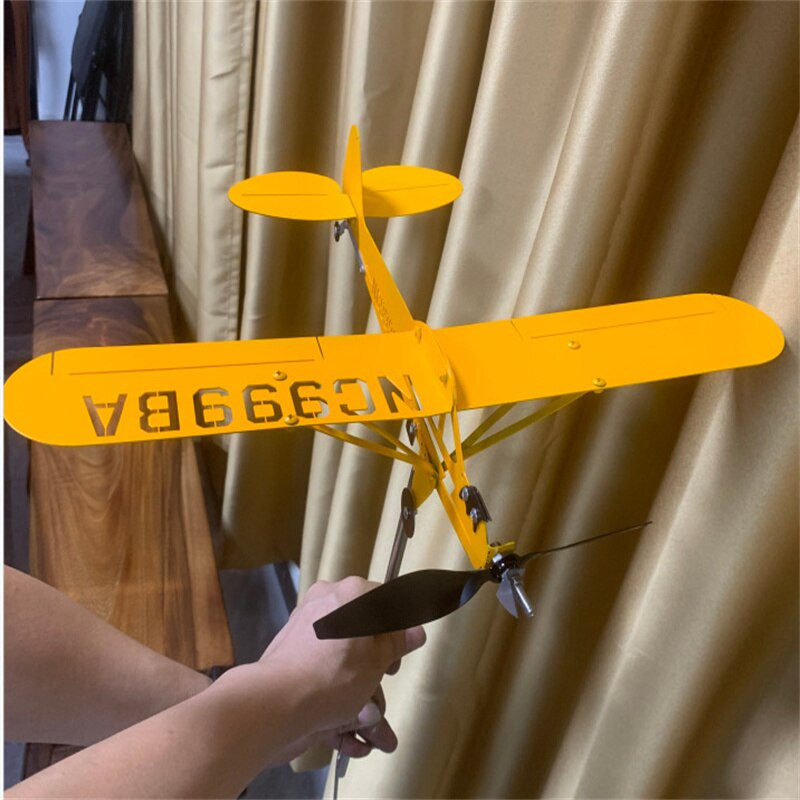 3D Piper J3 Cub vėjo suktukas metalinis lėktuvas vėtrungė lauko stogas vėjo krypties indikatorius vėtrungės sodo dekoras