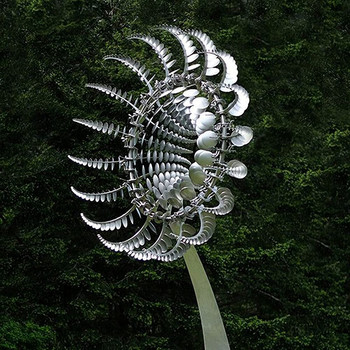Уникална и вълшебна метална вятърна мелница, 3D кинетична скулптура, задвижвана от вятъра, метални вятърни слънчеви центрофуги за морава за декор на двор и градина