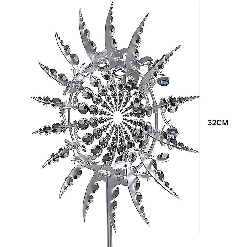Unikátny a magický kovový veterný mlyn, 3D kinetická socha poháňaná vetrom, kovové veterné solárne vrtule na trávnik pre dekoráciu dvora a záhrady