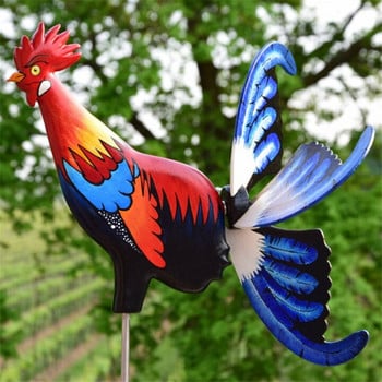 Градинско изкуство Rooster Wind Spinner Stake Farmhouse Garden Decoration Giftable Waterproof for Courtyards Backyards Laws