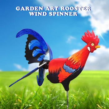 Градинско изкуство Rooster Wind Spinner Stake Farmhouse Garden Decoration Giftable Waterproof for Courtyards Backyards Laws