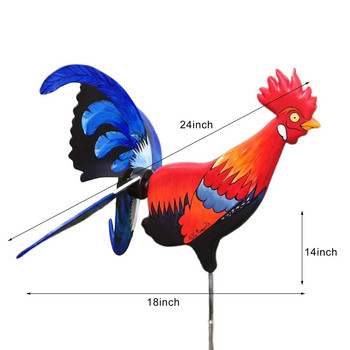 Градинско изкуство Rooster Wind Spinner Stake Farmhouse Garden Decoration Giftable Waterproof for Courtyards Backyards Laws