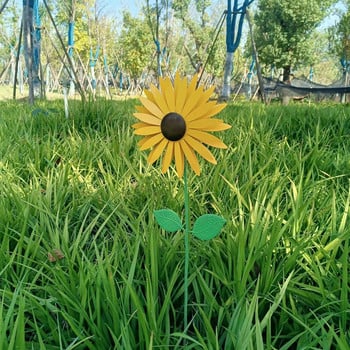 Sunflower Windmill Metal Pinwheel Garden Stake Wind Sculptures for Balcony Patio Garden Στολίδι για υπαίθρια αυλή