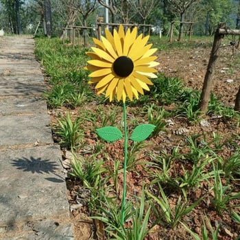 Sunflower Windmill Metal Pinwheel Garden Stake Wind Sculptures for Balcony Patio Garden Στολίδι για υπαίθρια αυλή