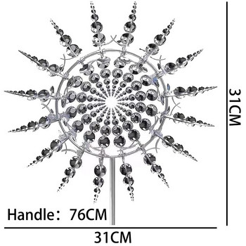 Уникална и вълшебна метална вятърна мелница, 3D вятърна енергия Метална вятърна въртяща се вятърна мелница, градинска и градинска тревна площ Ветровъртач Творчески подарък