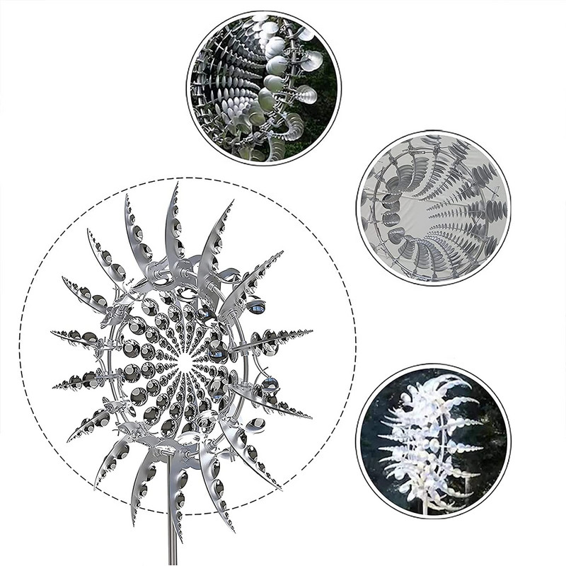 Unikalus ir stebuklingas metalinis vėjo malūnas, 3D vėjo jėgos metalinis besisukantis vėjo malūnas, sodo ir sodo vejos vėjo suktukas Kūrybinė dovana