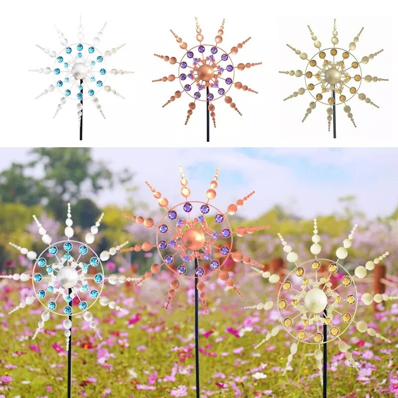 Unikátny magický kovový veterný mlyn, vonkajšie veterné rotačné ...