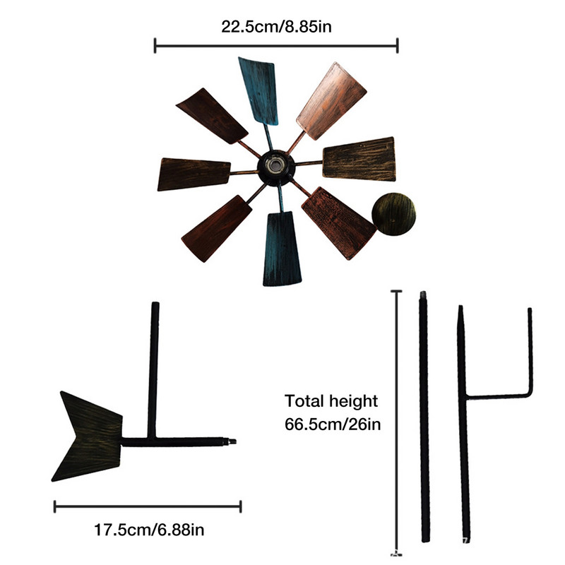 Unikalus geležinis besisukantis metalinis vėjo malūnas vėjo varpelis lauko sodo retro metalo vėjo suktukas vėjo gaudyklė Sodo kiemo kiemo vejos dekoras