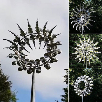 Уникална и вълшебна метална вятърна мелница 3D вятърни върти Двор Градина Декорация На открито Вътрешни аксесоари Уловители на вятър Колектори