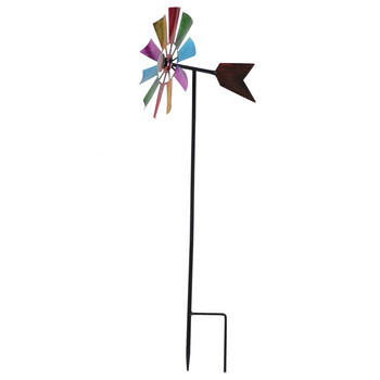 Περιστρεφόμενο στολίδι με περιστρεφόμενο μπινελίκι Iron Art Windmill Ground Inserted Pinwheel Rotatory Windmill for Flowerpot Park Lawn