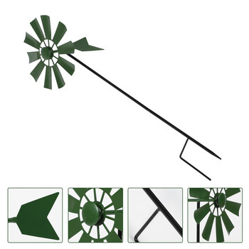 Περιστρεφόμενο στολίδι με περιστρεφόμενο μπινελίκι Iron Art Windmill Ground Inserted Pinwheel Rotatory Windmill for Flowerpot Park Lawn