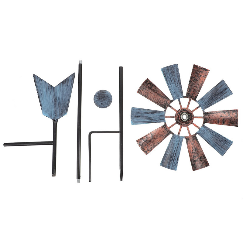 Besisukantis „Pinwheel“ ornamentas „Iron Art“ vėjo malūnas, įžemintas, įterpiamas sukamasis vėjo malūnas, skirtas vazono parko vejai