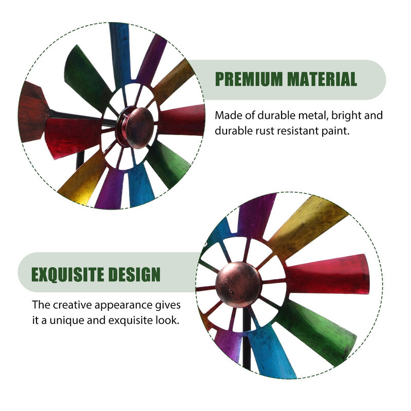 Besisukantis „Pinwheel“ ornamentas „Iron Art“ vėjo malūnas, įžemintas, įterpiamas sukamasis vėjo malūnas, skirtas vazono parko vejai