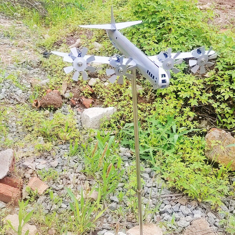 Metalinis Lėktuvas Vėjo malūnas Geležis Lėktuvas vėjo suktukai Vejos ratukas Lauko kiemo Vakarėlio dekoras Sodo skulptūros dekoracijos