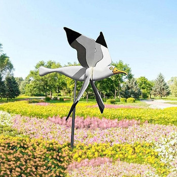 Чайка, вятърна мелница, форма на птица, вятърна мелница, въртящи се върти, градина, празник на птици, декоративни въртящи се вятърни върти, кол за трева, двор, статуя на изкуството
