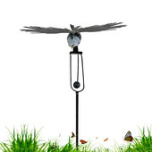 Kinetická kovová sova s mávaním krídel, veterná rotácia, kovový kinetický záhradný kolík, kinetická veterná rotácia, dekorácia - veterný mlyn.