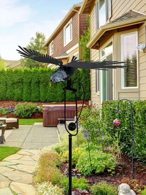 Kinetická kovová sova s mávaním krídel, veterná rotácia, kovový kinetický záhradný kolík, kinetická veterná rotácia, dekorácia - veterný mlyn.
