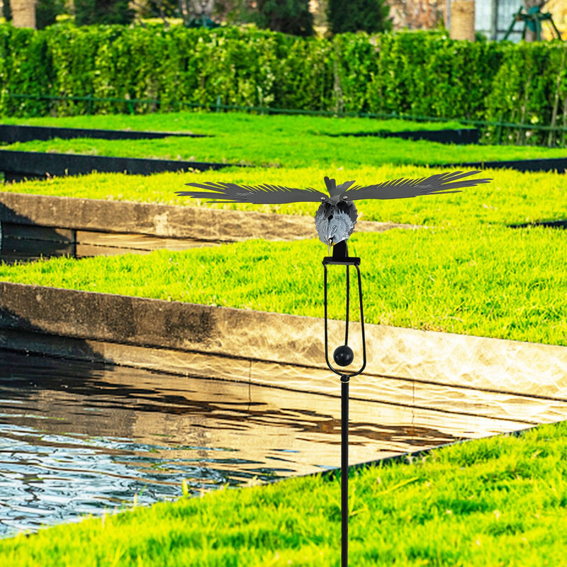 Kinetická kovová sova s mávaním krídel, veterná rotácia, kovový kinetický záhradný kolík, kinetická veterná rotácia, dekorácia - veterný mlyn.