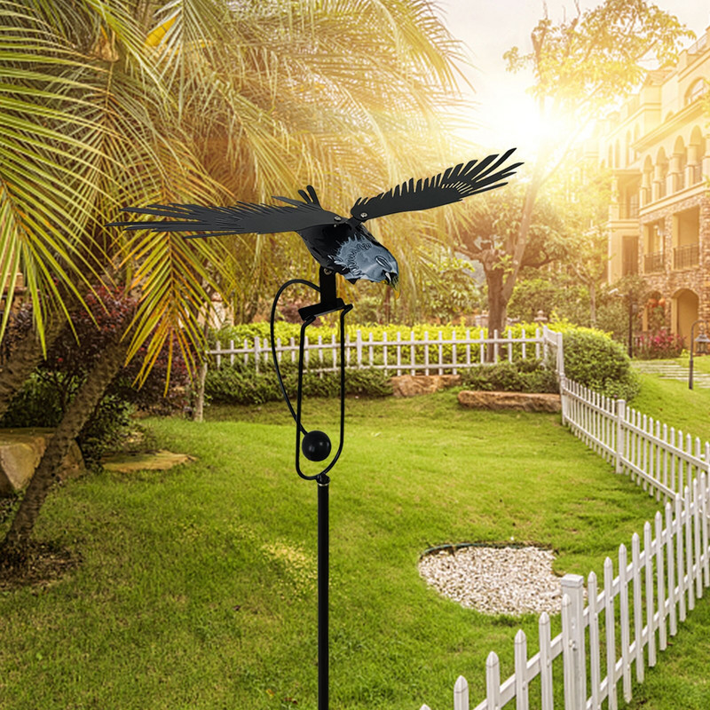 Kinetická kovová sova s mávaním krídel, veterná rotácia, kovový kinetický záhradný kolík, kinetická veterná rotácia, dekorácia - veterný mlyn.
