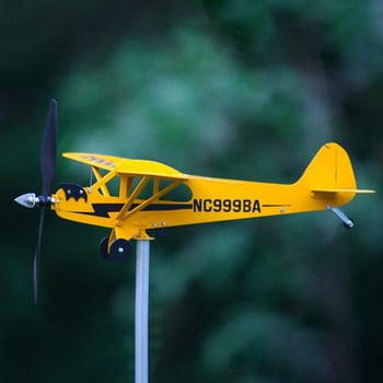 Градинска декорация Piper J3 Cub Airplane Weathervane Външен градински самолет Weather Flue Plug Decor Wind Spinners Roof Plug-in