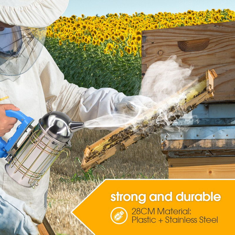 Bitininko nerūdijančio plieno rankinis bitininkystės rūkyklos siųstuvas bitininkystės dūmų purkštuvo įranga avilio dėžė