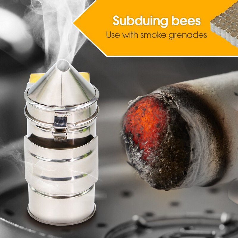 Bitininko nerūdijančio plieno rankinis bitininkystės rūkyklos siųstuvas bitininkystės dūmų purkštuvo įranga avilio dėžė