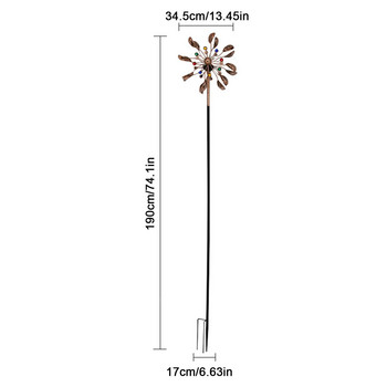 Solar Wind Spinner Πολύχρωμος φωτισμός LED από Solar Powered Glass Ball with Kinetic Wind Διακοσμητικό στολίδι γκαζόν Ανεμόμυλος