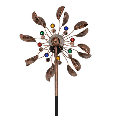 Päikesetuuleketra mitmevärviline LED-valgustus päikeseenergial töötava klaaskuuliga koos kineetilise tuulega dekoratiivse muruornamendi tuuleveskiga