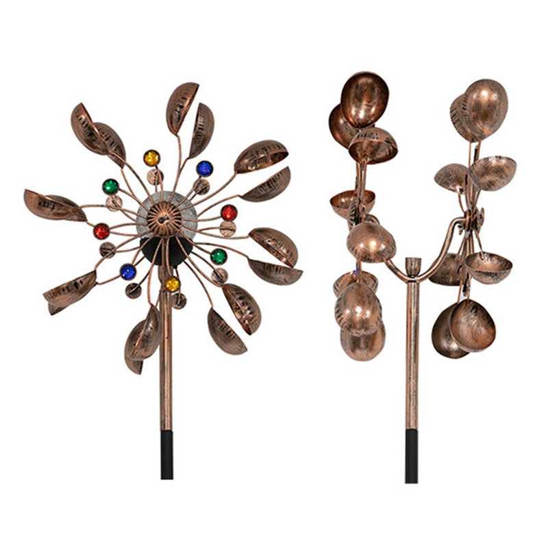 Päikesetuuleketra mitmevärviline LED-valgustus päikeseenergial töötava klaaskuuliga koos kineetilise tuulega dekoratiivse muruornamendi tuuleveskiga