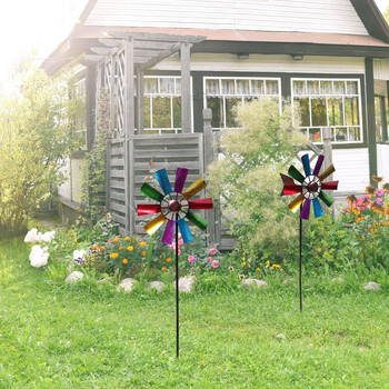 Iron Art Windmill Garden Ground Inserted Pinwheel Outdoor Rotatory Windmill Κηπουρική αυλή ανεμόμυλος κήπος στολίδι χειροτεχνίας