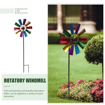 Iron Art Windmill Garden Ground Inserted Pinwheel Outdoor Rotatory Windmill Κηπουρική αυλή ανεμόμυλος κήπος στολίδι χειροτεχνίας