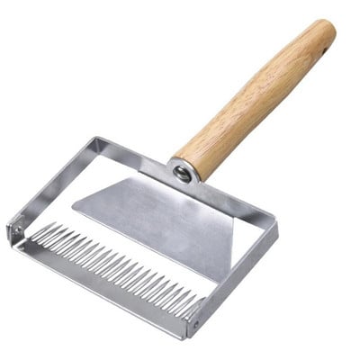 Vidlička na odviečkovanie medu, železná nehrdzavejúca oceľ, škrabka na med z plástu, drevená rukoväť, včelárske vybavenie, nástroj