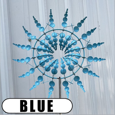 Unikátny magický kovový veterný mlyn, vonkajšie veterné rotačné vrtule, zberače vetra, nádvorie, terasa, trávnik, záhrada, dekorácia, vonkajšia/vnútorná