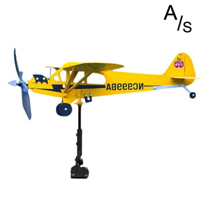 Žltá veterná korouhvička Piper J3 Cub, vonkajšia záhradná dekorácia, veterná korouhvička, zástrčka, veterné vrtule, strešná zástrčka